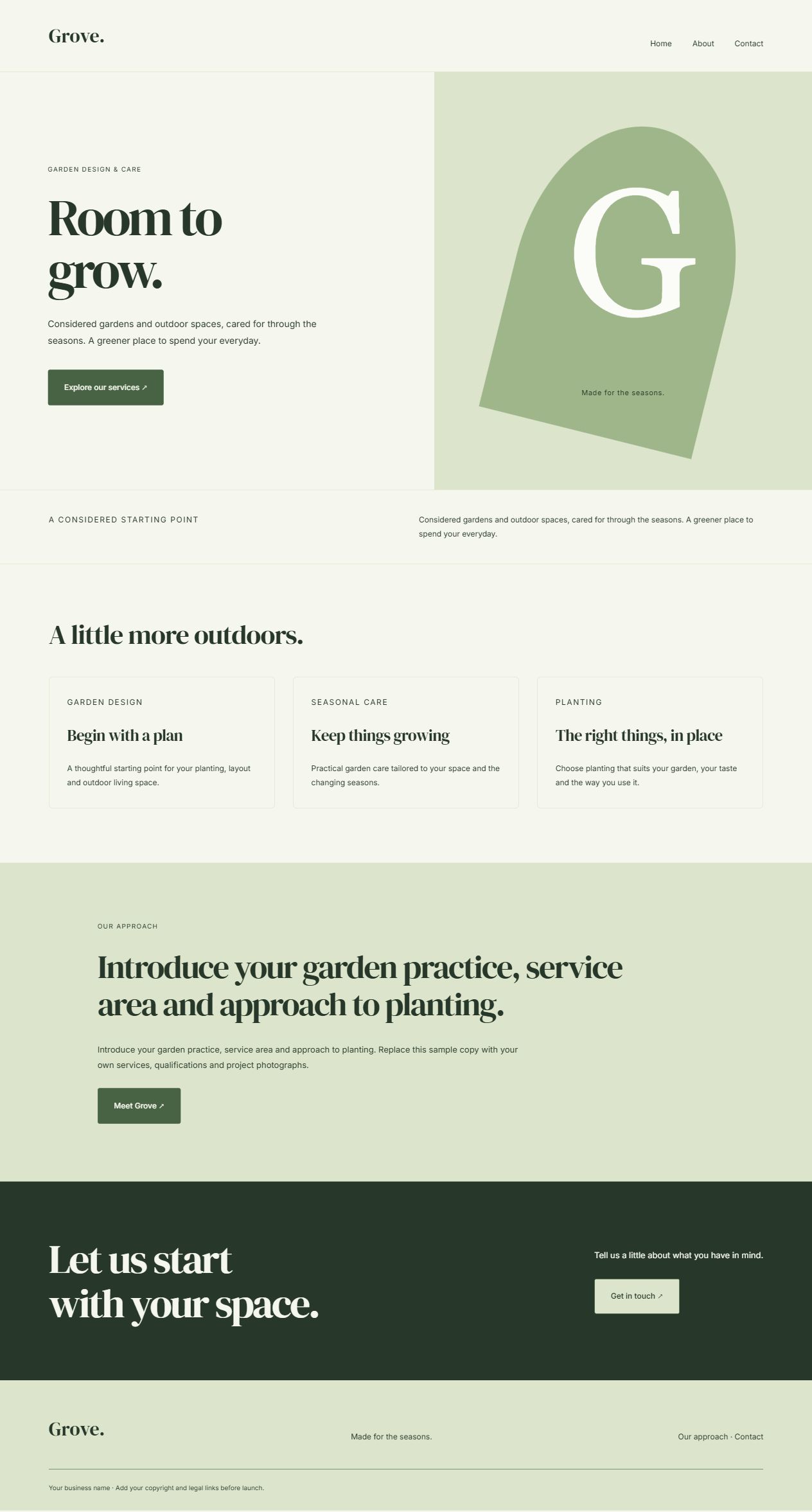 Grove website design preview