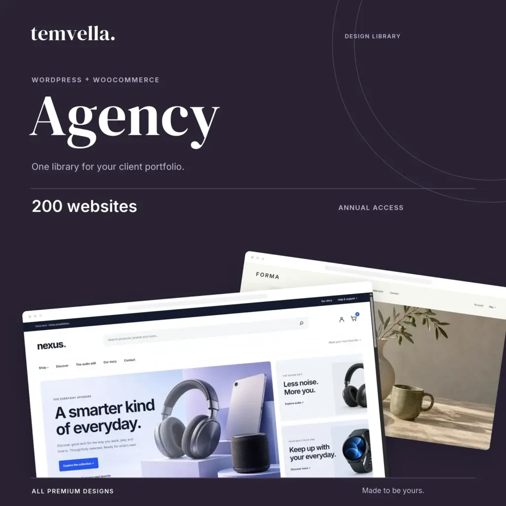 Temvella Agency: annual design library access for 200 websites