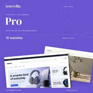 Temvella Pro: annual design library access for 10 websites